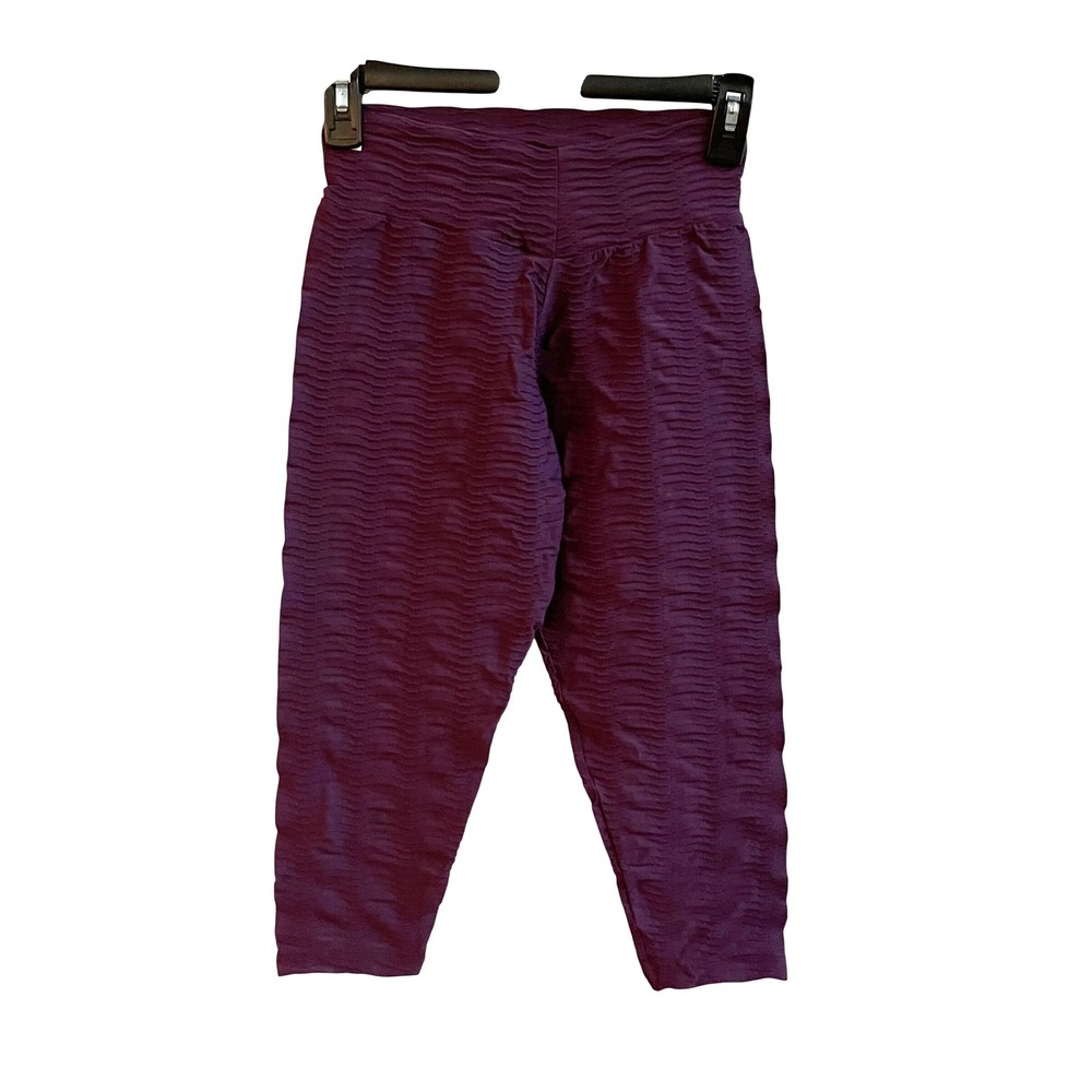 Booty by Brabants Leggings Women Plum Purple Textured Cropped High Waist Yoga